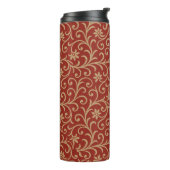 Luxus Rot und Gold Damask Blumenrolle Thermosbecher (Nach links gedreht)