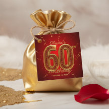 Luxus-Rot- und Gold-Glitter-Rubin-Juwel 60. Geburt