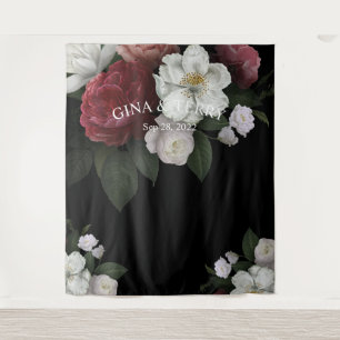 Luxus rote rosa weiße Blumen Floral Hochzeit Wandteppich