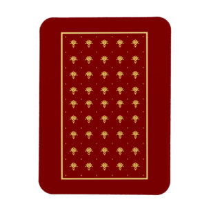 Luxus rotes und goldenes Vintage-Damaskusmuster Magnet