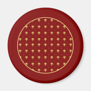 Luxus rotes und goldenes vintage Damastmuster Magnet