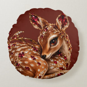 Luxus-Rotgold-Hirsch-Kunst Rundes Kissen