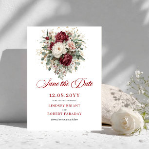 Luxus-Rotwein-Roségold-Save-the-Date-Karte Save The Date