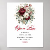 Luxus-Rouge-Burgunder-Open-Bar-Tischschild Poster (Vorne)