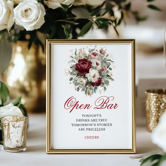 Luxus-Rouge-Burgunder-Open-Bar-Tischschild Poster