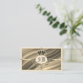 Luxus Royal Beige Gold Crown mit Monogram Noble Visitenkarte (Stehend Vorderseite)