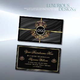 Luxus Royal Black Gold Crown mit Logo Prächtig Visitenkarte