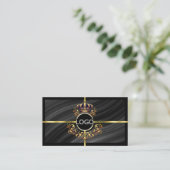 Luxus Royal Black Gold Crown mit Logo Prächtig Visitenkarte (Stehend Vorderseite)