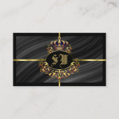 Luxus Royal Black Gold Crown mit Monogram Foto Visitenkarte (Vorderseite)