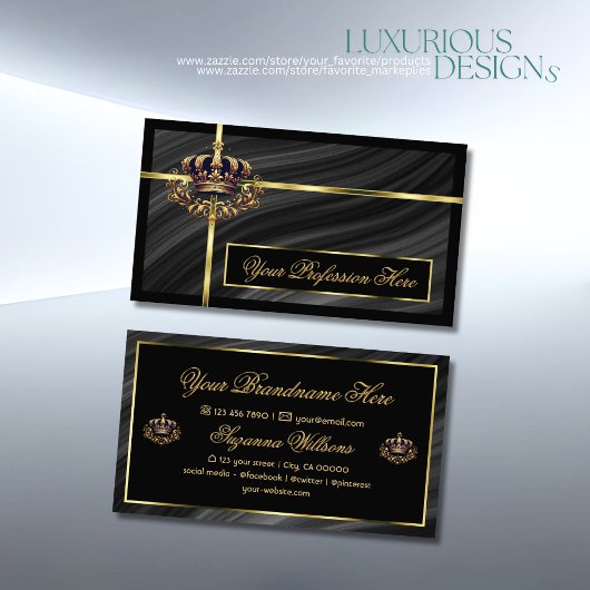 Luxus Royal Black Gold Crown Prächtig und elegant Visitenkarte