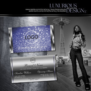 Luxus Royal Blau Glitzer-Logo Silber Visitenkarte