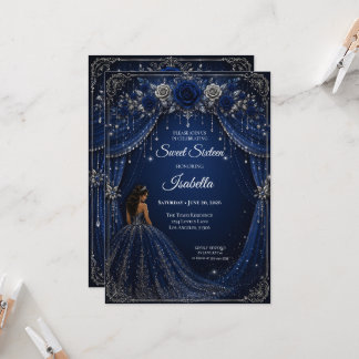 Luxus Royal Blau Prinzessin Sweet Sixteen Einladung
