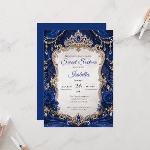 Luxus Royal Blau Silber Sweet 16 Einladung