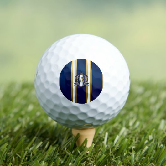 Luxus Royal Blau und Weiß Monogramm Golfball (Insitu T-Shirt)
