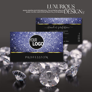 Luxus Royal Blue Glitzer Stars Gold Black Logo Visitenkarte