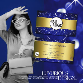 Luxus Royal Blue Glitzer Stars Gold und Logo Visitenkarte