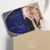 Luxus Royal Blue Gold All-In-One Hochzeit Einladun Einladung