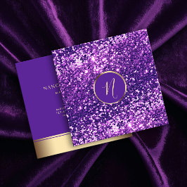 Luxus Royal Gold & Lila Glitzer Elegante Quadratische Visitenkarte