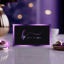 Luxus Royal Lila Frame Modernes Script Monogram Visitenkarte