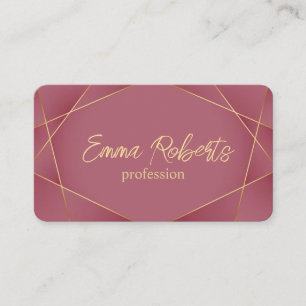 Luxus Royal Pink Texture Golden Lines Visitenkarte