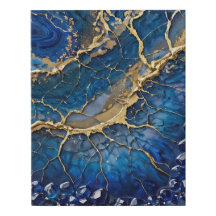 Luxus-Royalblau- und Gold-Geoden-Leinwandkunst 11x