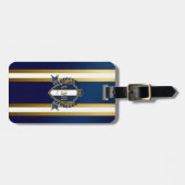 Luxus Royalblau und Weiß Monogramm Gepäckanhänger (Vorderseite horizontal)