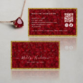 Luxus Ruby Gold Frame QR Code Social Media Icons Visitenkarte