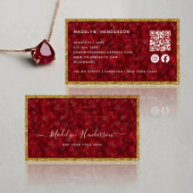 Luxus Ruby Gold Frame QR Code Social Media Icons