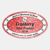 Luxus Ruby Red Sparkle Glitzer Logo Ovaler Aufkleber (Vorderseite)