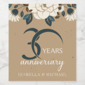 Luxus Rustikale Flora 30. Hochzeitstag Weinetikett (Einzelnes Label)