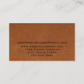 Luxus Sable Brown Leather Gold Monogram Visitenkarte (Rückseite)