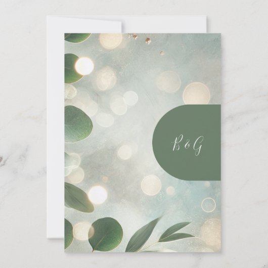 Luxus Sage Green Eucalyptus sicher das Datum Hochz Einladung (Rückseite)
