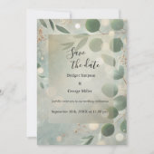Luxus Sage Green Eucalyptus Wedding das Datum sich Einladung (Vorderseite)