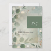 Luxus Sage Green Eucalyptus Wedding das Datum sich Einladung (Rückseite)