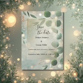 Luxus Sage Green Eucalyptus Wedding das Datum sich Einladung