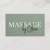 Luxus-Salbei-Grün-Massagetherapeut QR-Code Visitenkarte (Vorderseite)