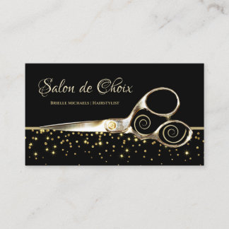Luxus Salon Gold Glitzern Hair Stylist Scheren Visitenkarte