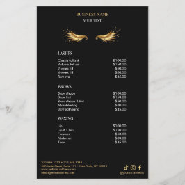 Luxus-Salon-Preisliste-Menü in Schwarz und Gold Flyer