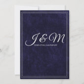 Luxus-Samt-Hochzeit in Navyblau mit Monogramm Save The Date (Rückseite)