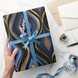 Luxus Saphir Blau Gold Glanz Abstrakte Muster Geschenkpapier