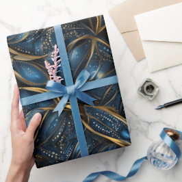 Luxus Saphir Blau Gold Glanz Abstraktes Muster Geschenkpapier