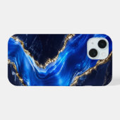 Luxus-Saphir-Marmor-Fluss iPhone 15 Hülle (Rückseite (Horizontal))