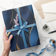 Luxus Saphir Navy Gold Kurve Abstrakte Muster