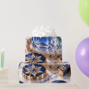 Luxus-Saphir-Weihnachts-Schönheit Geschenkpapier