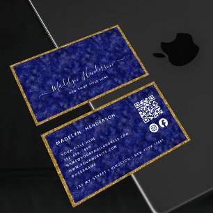 Luxus Saphire Gold Frame QR Code Social Media Visitenkarte