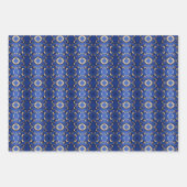 Luxus Sapphire Blue Gold Gemustert Geschenkpapier Set (Vorderseite)