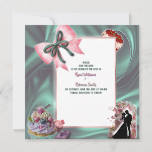 Luxus-Satin-Schleife Save-the-Date-Ankündigung Save The Date