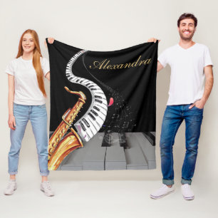 Luxus Saxophone Piano Musik Personalisiert Fleecedecke