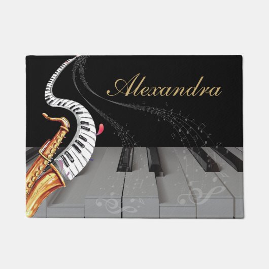 Luxus Saxophone Piano Musiknote Personalisiert Fußmatte (Vorderseite)