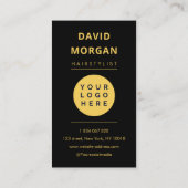 Luxus-Schere-Logo für Friseure in Schwarz und Gold Visitenkarte (Rückseite)